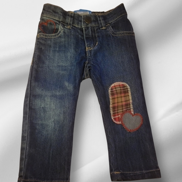 Old Navy Skinny Blue Jeans Patches, Elastic Waist, Size 12-18 Months - Picture 2 of 10
